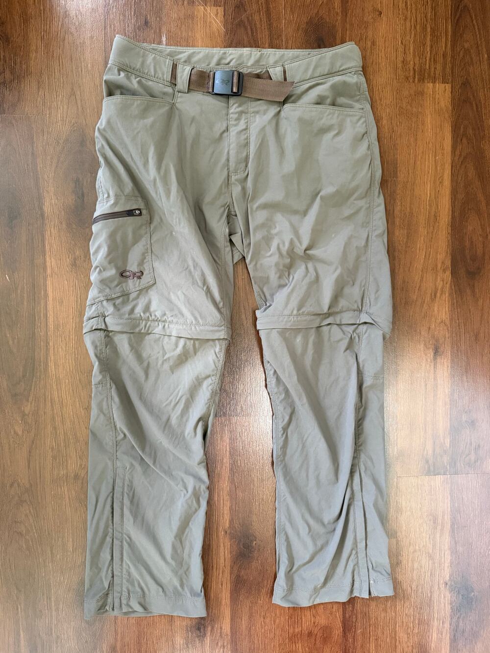 Outdoor Research Equinox Convertible Pants Brown 30x29 Zip Off Belted Hiking